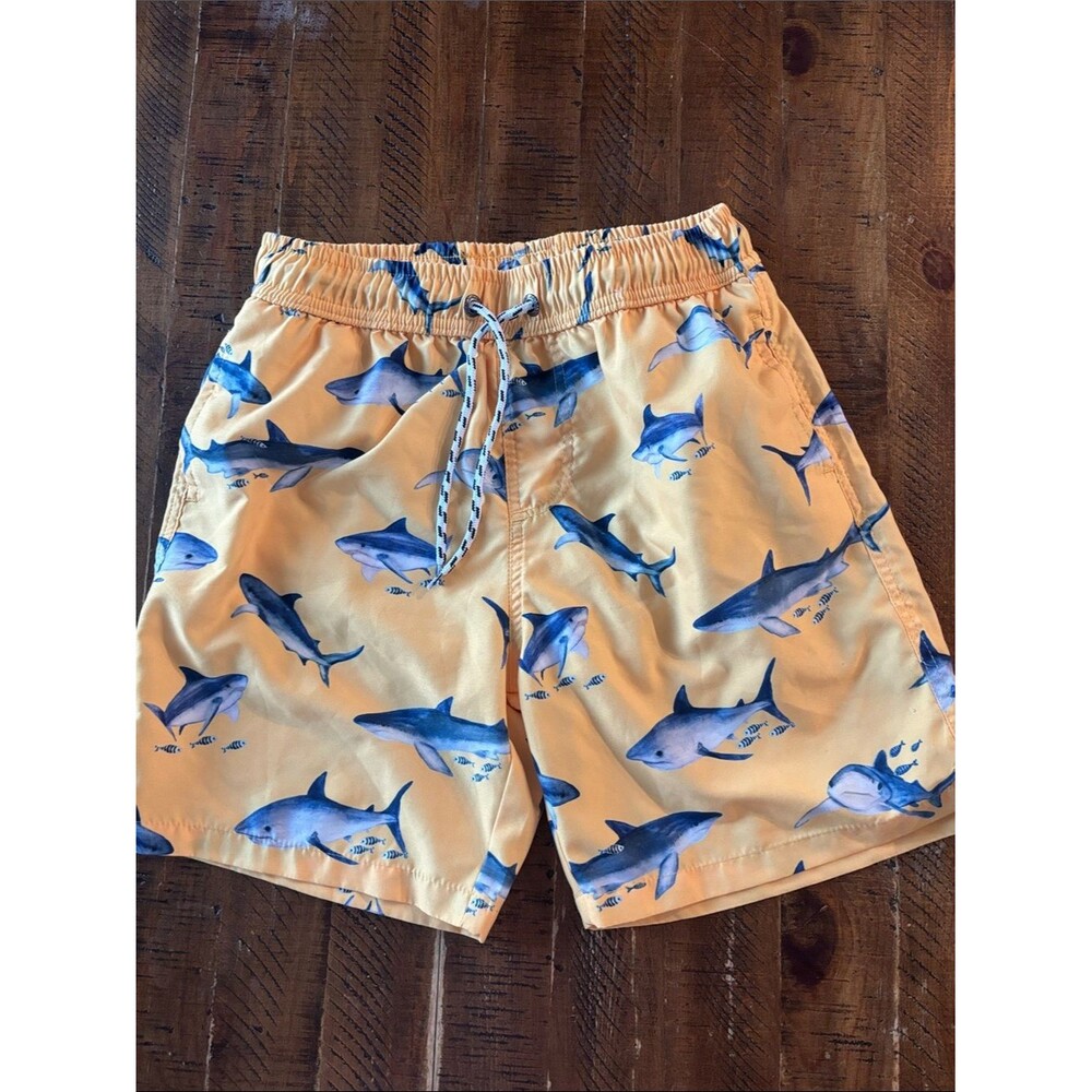 Snapper Rock Boys Swim Trunks in Yellow with Sharks Size 14 Youth